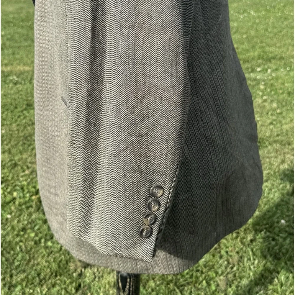 Lauren Ralph Lauren Blazer Mens 44R Gray Wool Herringbone Tweed Sport Coat